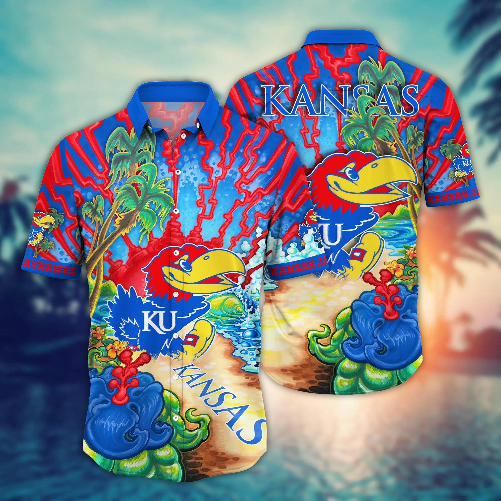 Kansas Jayhawks NCCA Hawaiian Shirt Summer Campstime Aloha Shirt