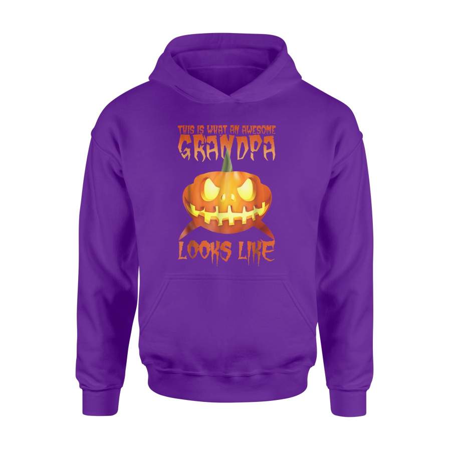 Awesome Grandpa Shark Halloween Pumpkin Shark Hoodie