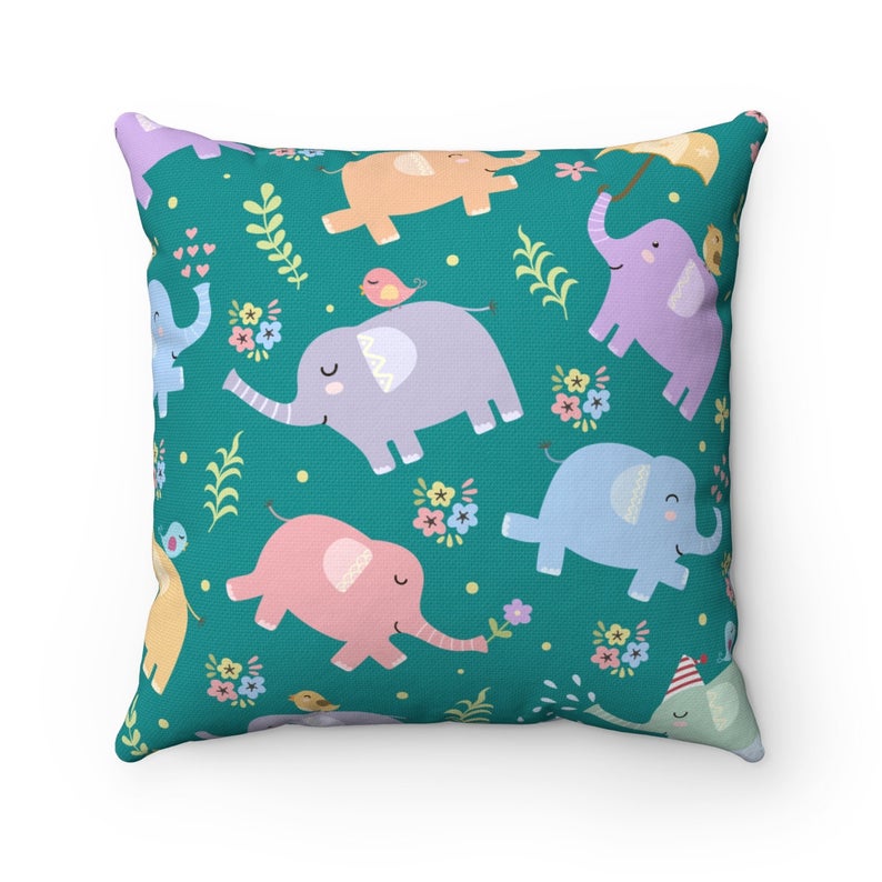 Jungle Nursery Elephant Throw Pillow, Bedroom Decor, Outdoor Pillows, Living Room Decor, Sofa Bed Throw Pillow, Decorative Pillow, Home Office Throw Pillows