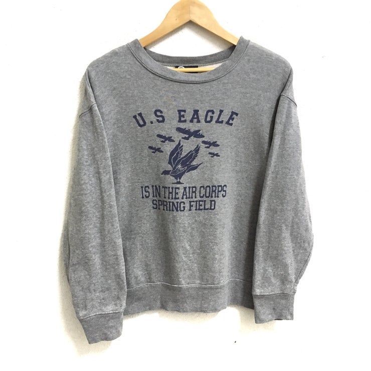 Rare Penfield U S Eagle Air Flics Printemps Champ Gros Logo Couleur Gris Collier Ras Du Cou Pulls Pull Pull Femmes Moyennes Shirt