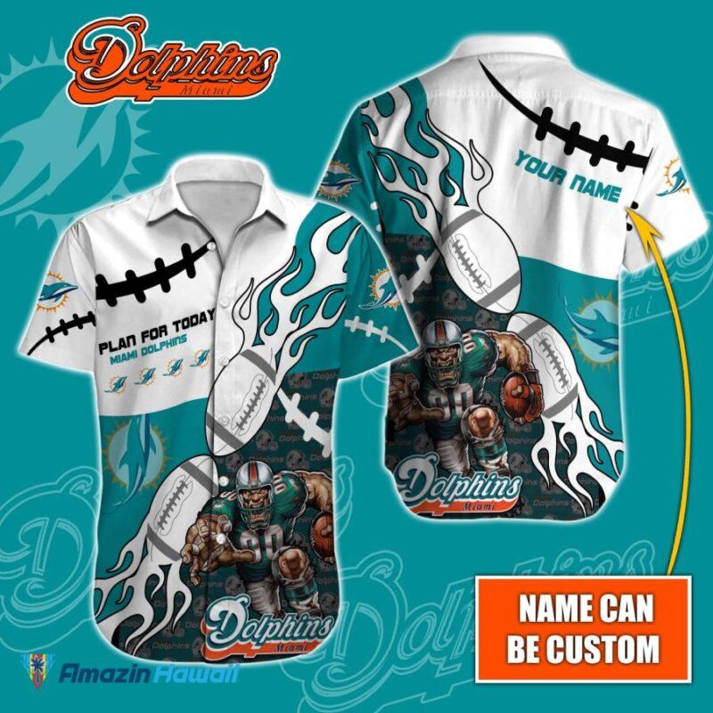 Miami Dolphins Hawaiian Shirt 3D Custom Name &Amp; Number