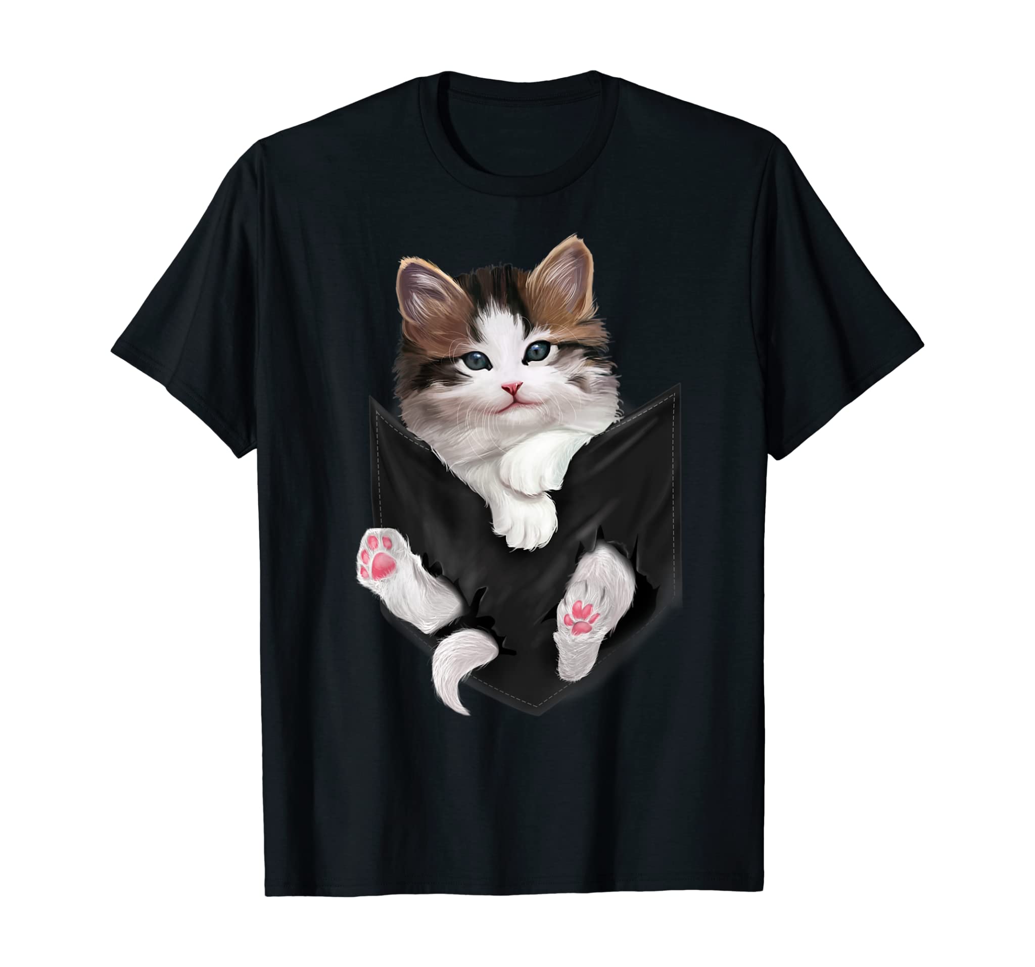 Cute White Kitty in Pocket Cats Tee Shirt Gifts