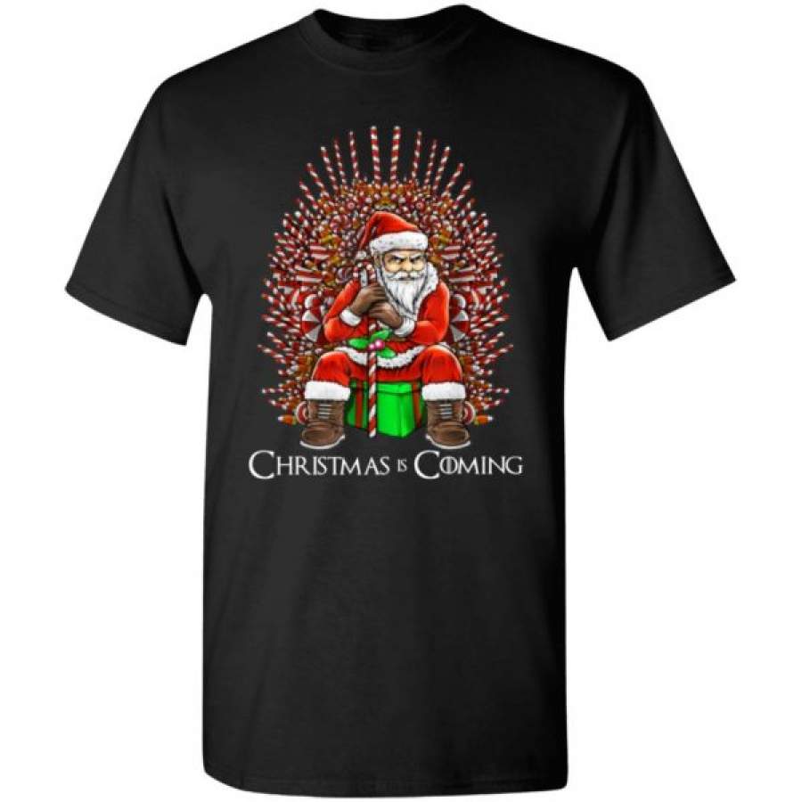 Santa Candy Cane Throne Christmas Santa Is Coming Thone Shirts