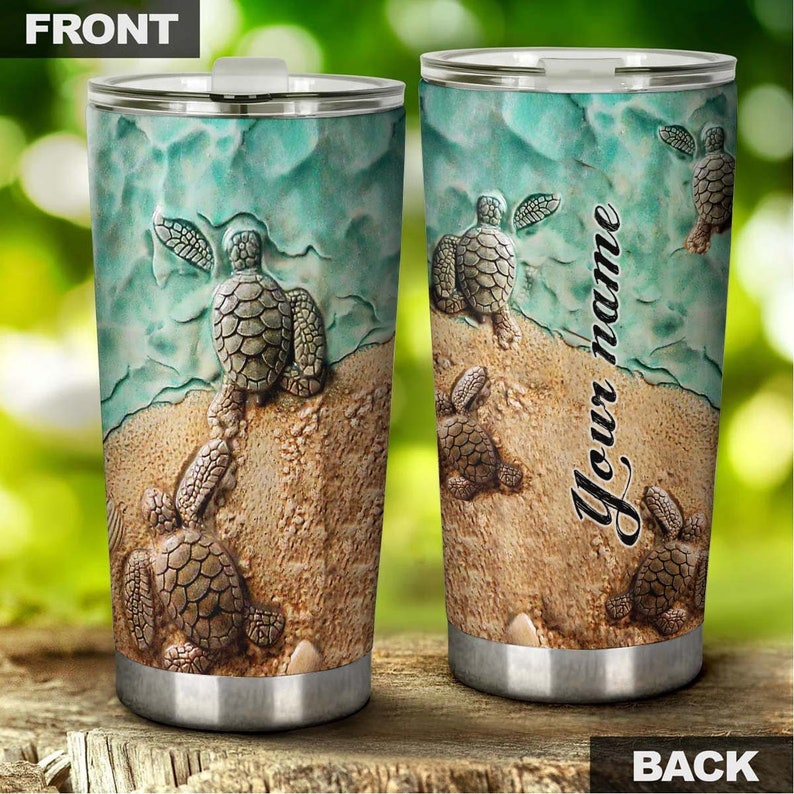 Turtle Ceramic Fancy Personalized Tumbler-Turtle Present-Unique Tumbler-Birthday Christmas Gift For Turtle Lover