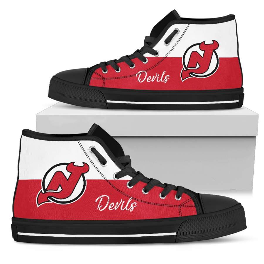 Divided Colours Stunning Logo New Jersey Devils High Top Shoes