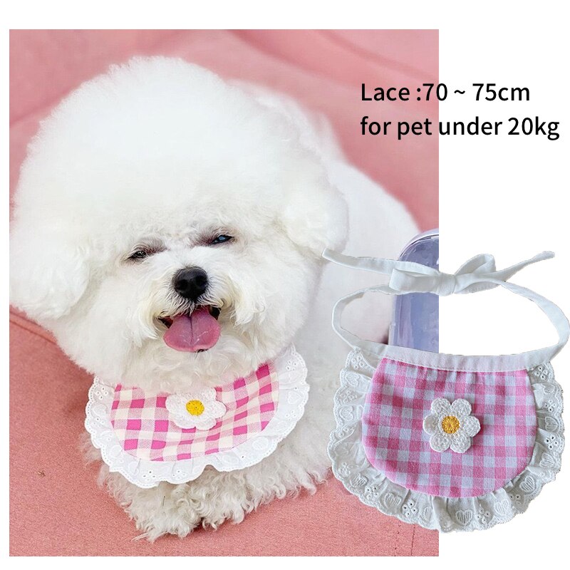 Cute Pet Dog Cat Bibs Plaid Flower for Chihuahua Pet Scarf for Small Dogs Cats Teddy Collar Puppy Clothes Accessories for Teddy alx