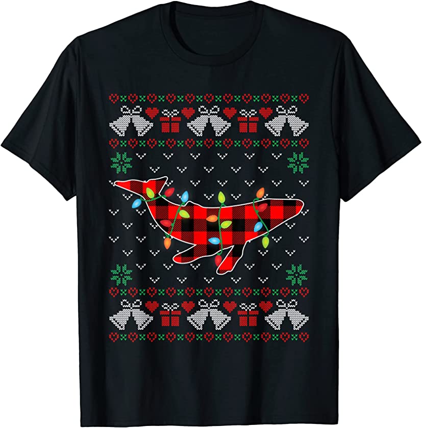 Whale Lover Funny Xmas Lights Ugly Christmas Sweater T-Shirt