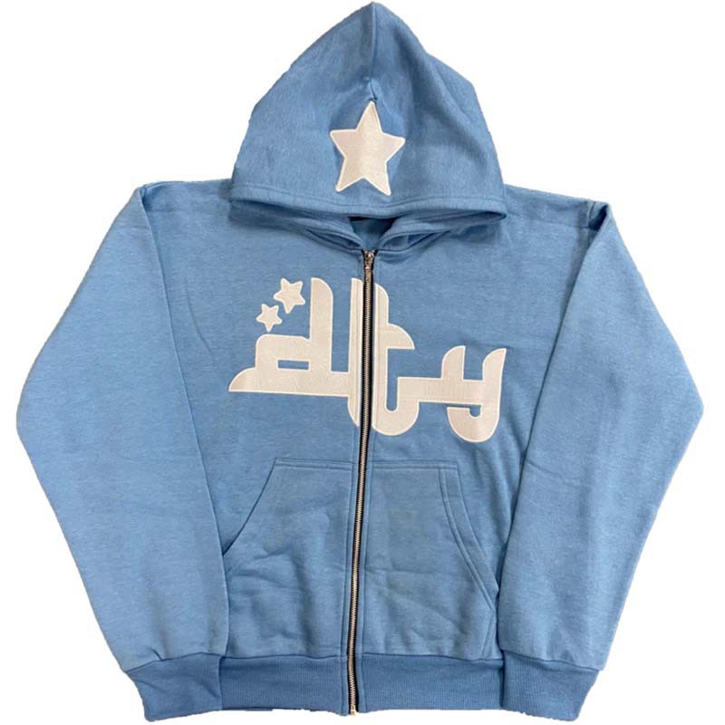 Vintage Star Print Hoodies Women Casual 2022 Harajuku Zip Up Long Sleeve Sweatshirts Men Y2k Grunge Loose Hooded Jackets Tops alx