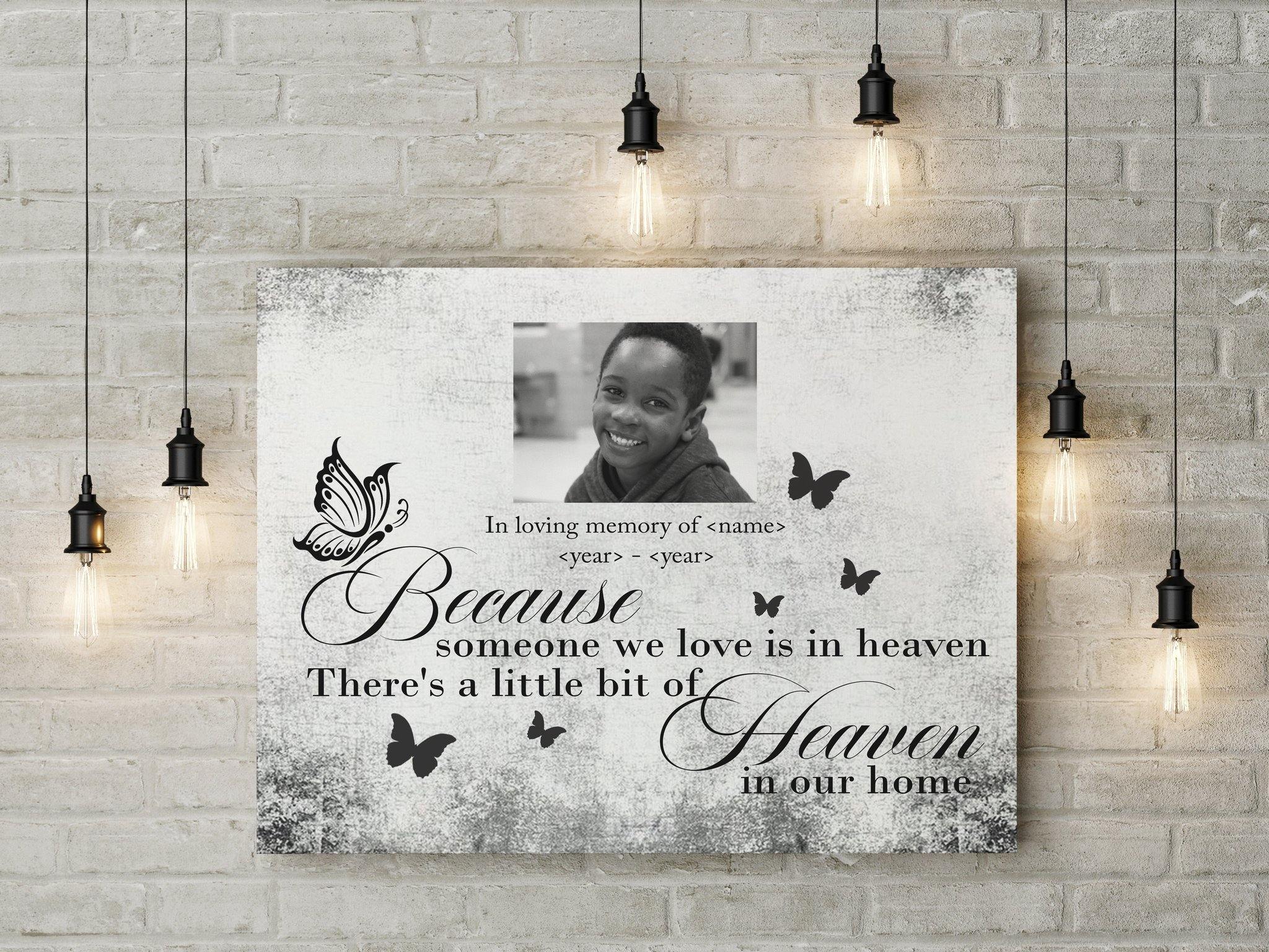 [Personalized Name, Date & Photo] Heaven In Our Home Gift For Family Home Decor Wall Art Canvas Memorial Home Decor