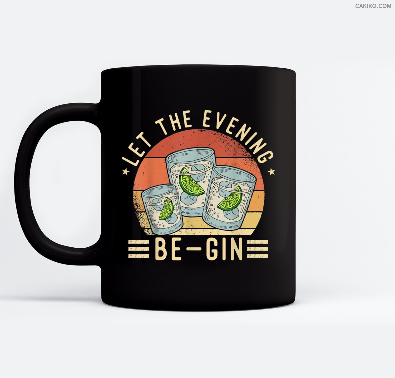 Let The Evening Be Gin , International Beer Day Ceramic Coffee Black Mugs