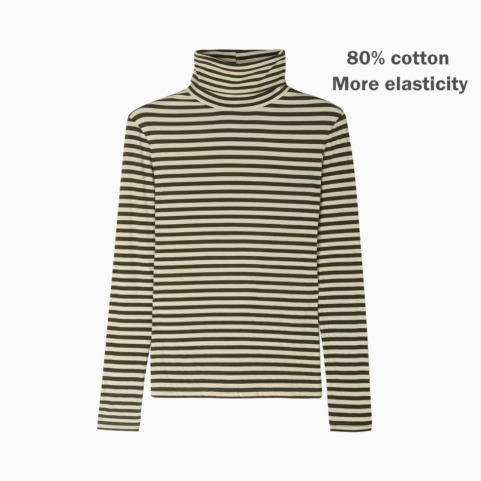 Big discount Fashion 95% cotton classic woman stripe tops stretched fabric tight design alx