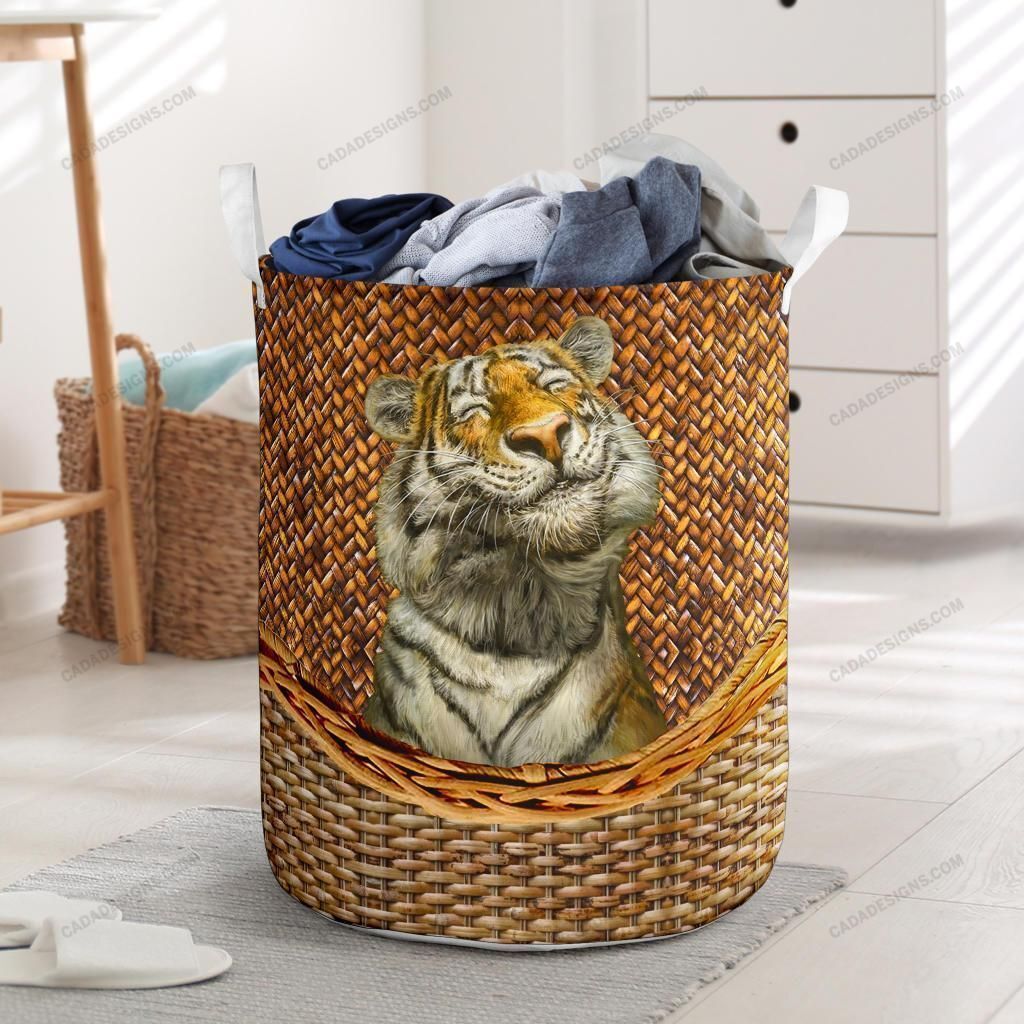 Tiger Rattan Texture Gift For Animal Lovers 3D Printed Laundry Basket