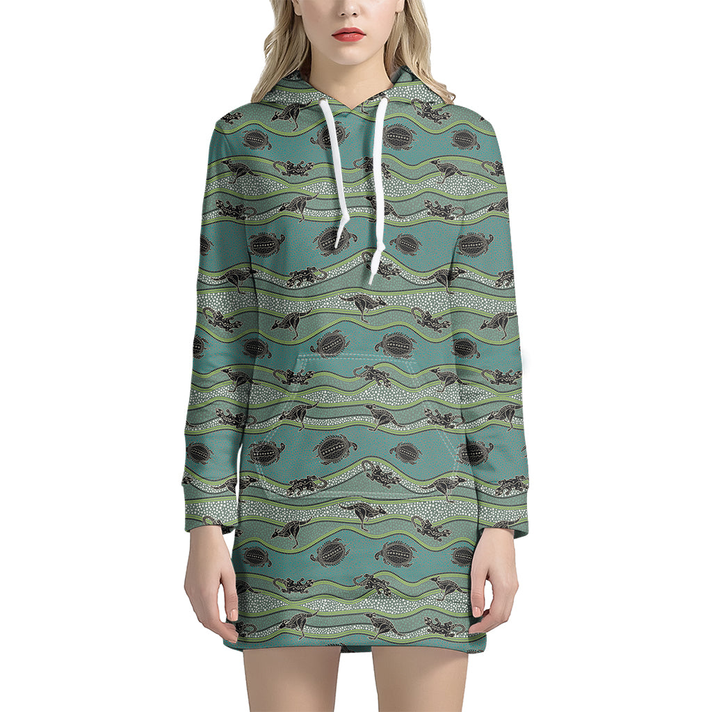 Aboriginal Animals Pattern Print Women’S Pullover Hoodie Dress