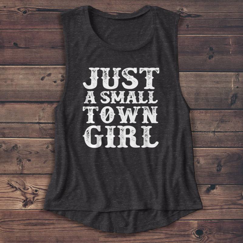 Crushtee Just a Small Town Girl Tank, Ladies Unisex Crewneck Shirt, Rodeo, Western Shirt, Cowboy, Cute Tshirt, Vintage, Retro, Gift, Funny T shirt Long Sleeve Hoodie