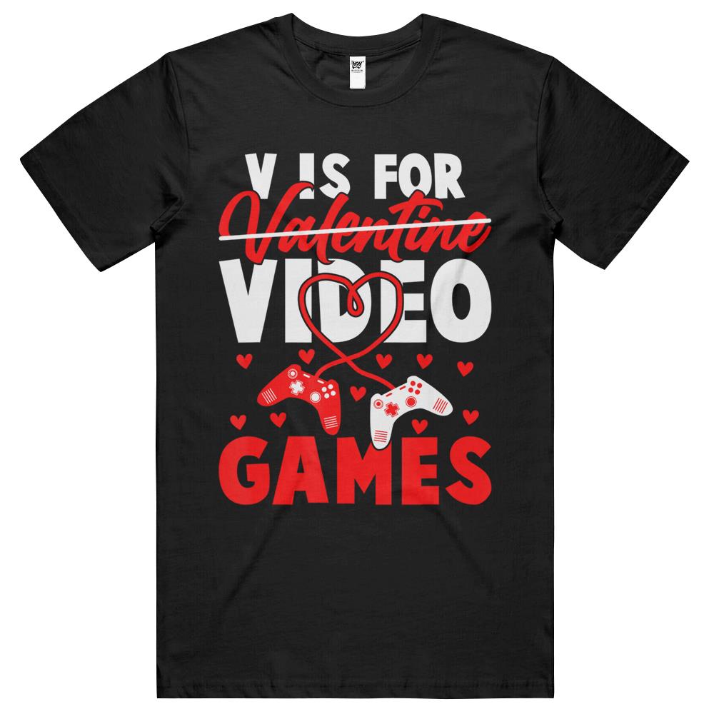 V Is For Video Games Funny Valentines Day Gamer Boy T Shirts