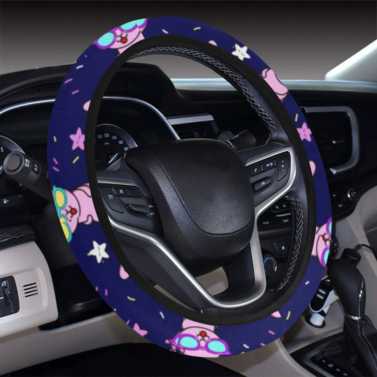 Rabbit Baby Pattern Print Design Rb015 Steering Wheel Cover With Elastic Edge