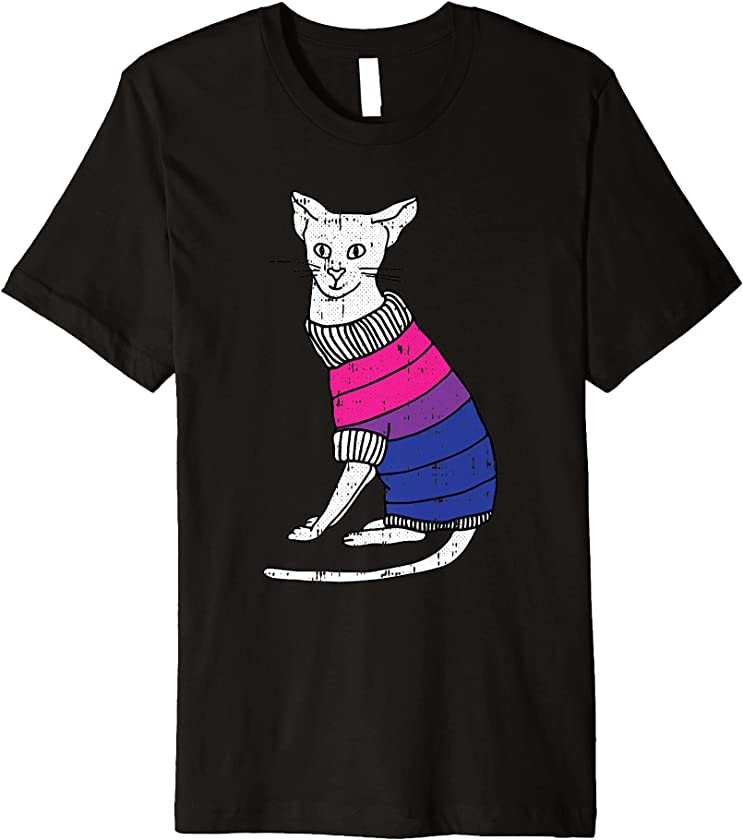 Bisexual Cat LGBT-Q Pride Cute Kitten Kitty Proud Ally Premium T-Shirt