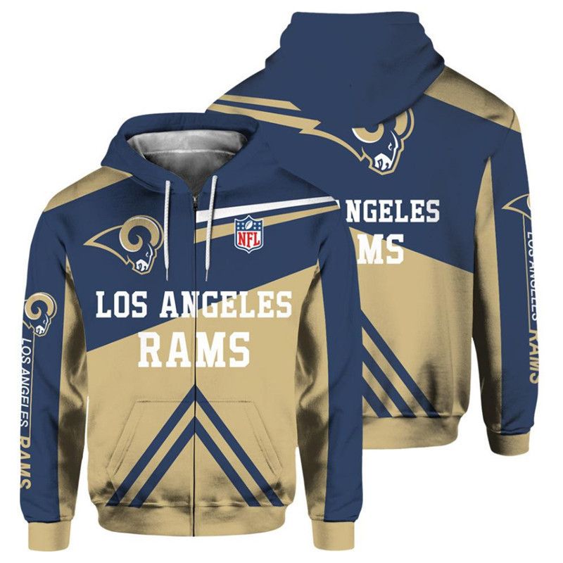 Men’s Los Angeles Rams Soft Fleece Pullover Zip Hoodie Sweatshirt