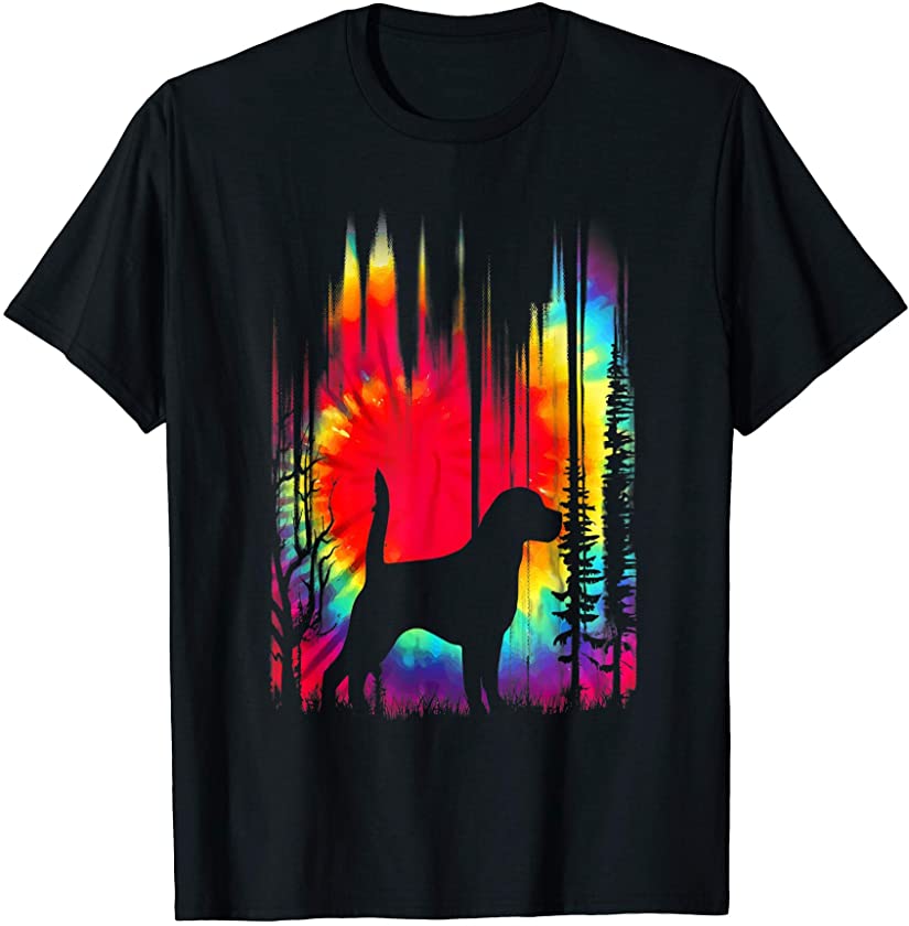 Tie Dye Beage Colorful Hippie Puppy Funny Gift Dog Lover T-Shirt