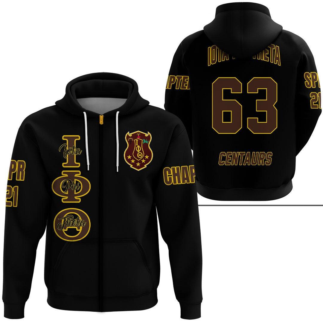 Fraternity Hoodie – Personalized Iota Phi Theta Black Zip Hoodie