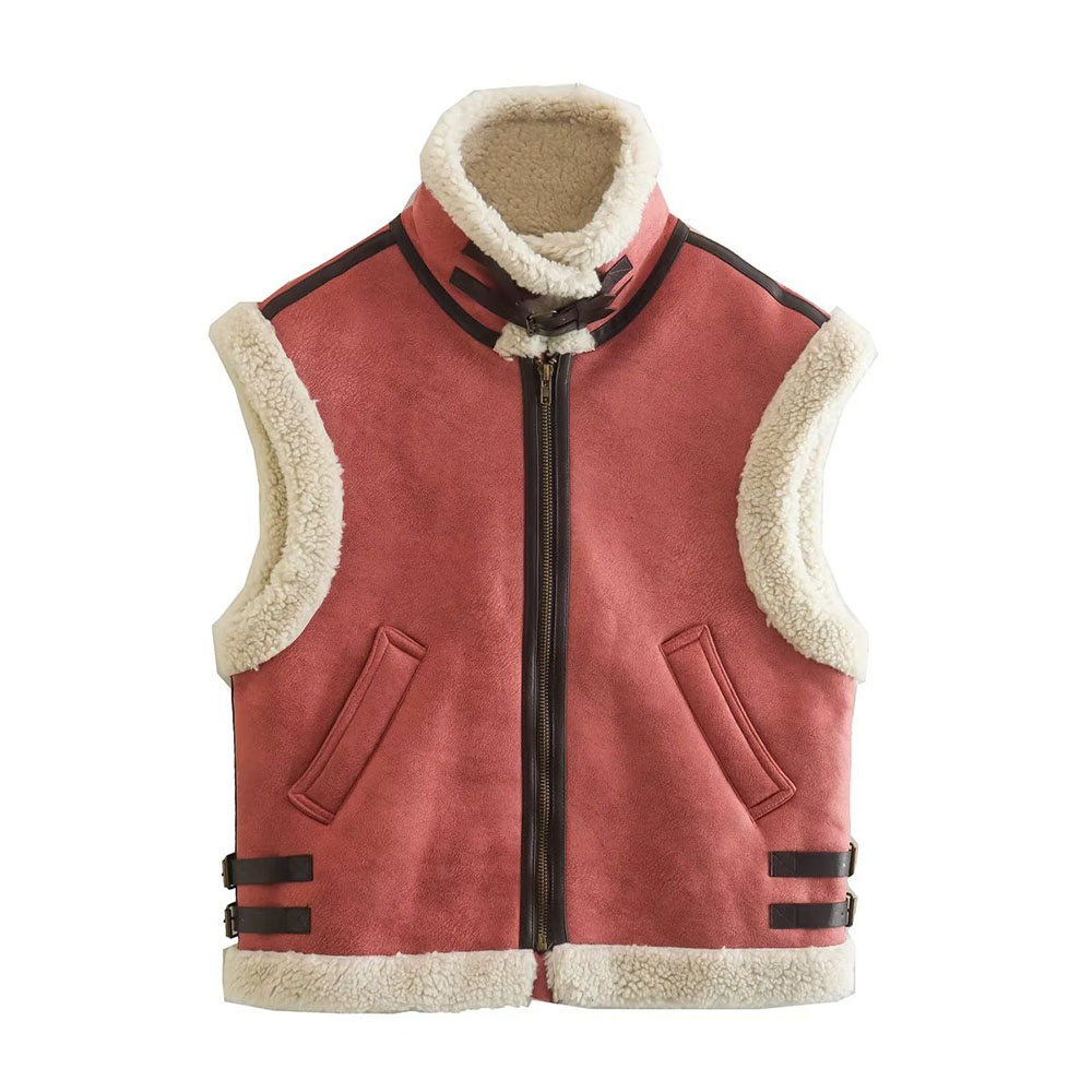 BER&OYS&ZA Autumn/Winter new high quality women’s fashion turn collar loose matching suede vest warm vest alx