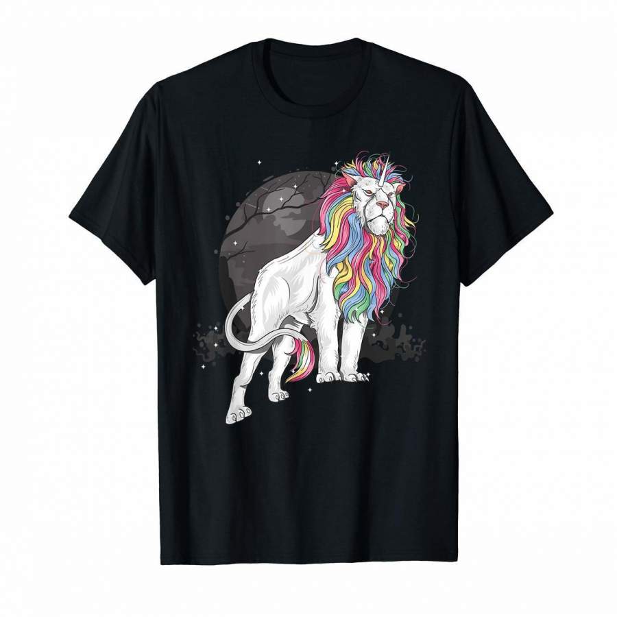 Unisex Men Women T Shirt Cute Lion Unicorn Shirt