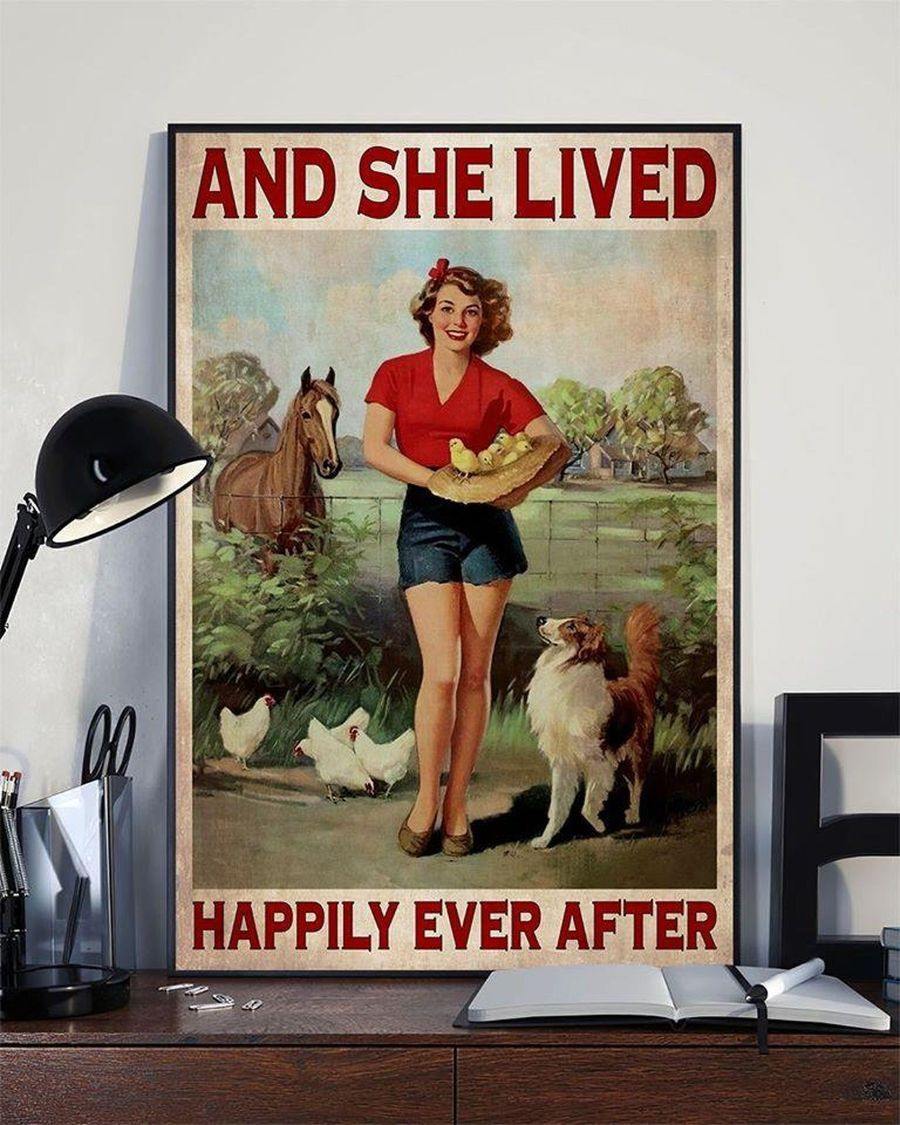 And She Lived Happily Ever After – Best Idea Gift For  Farmer Lover, Gift For Home Decor, Gift For Family – Horizontal Canvas Matte Canvas Wall Art