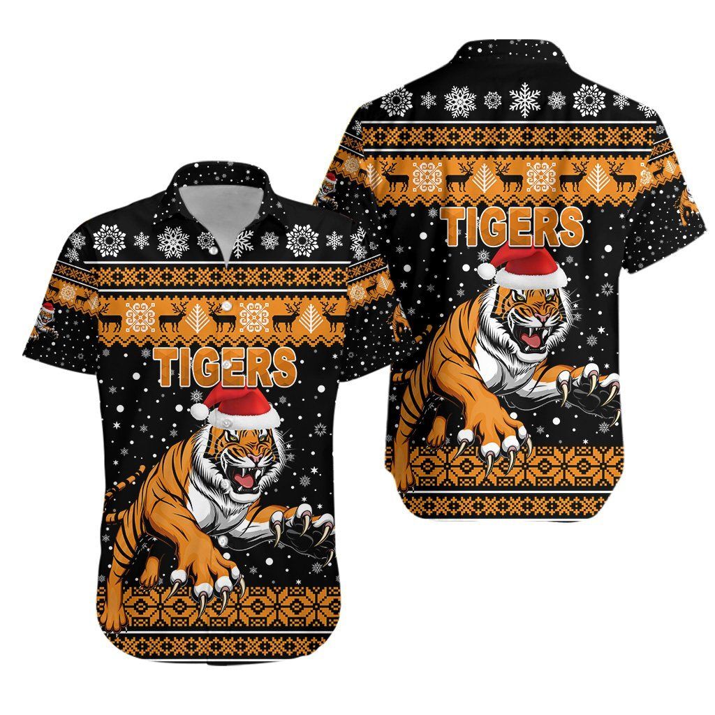 Wests Christmas Hawaiian Shirt Tigers Unique Vibes – Black K8