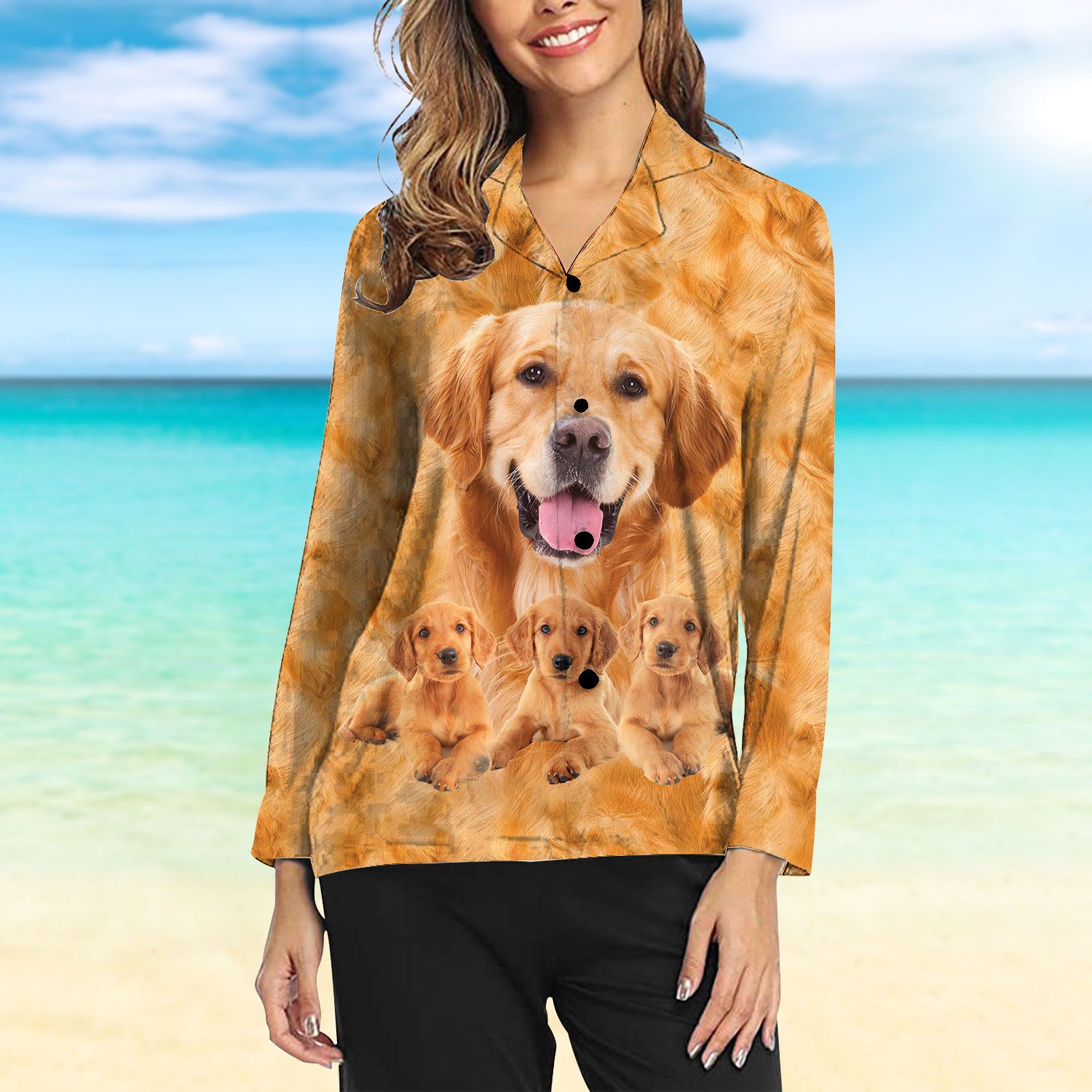 Women’s Long Sleeve Pajamas – Golden Retriever Mom