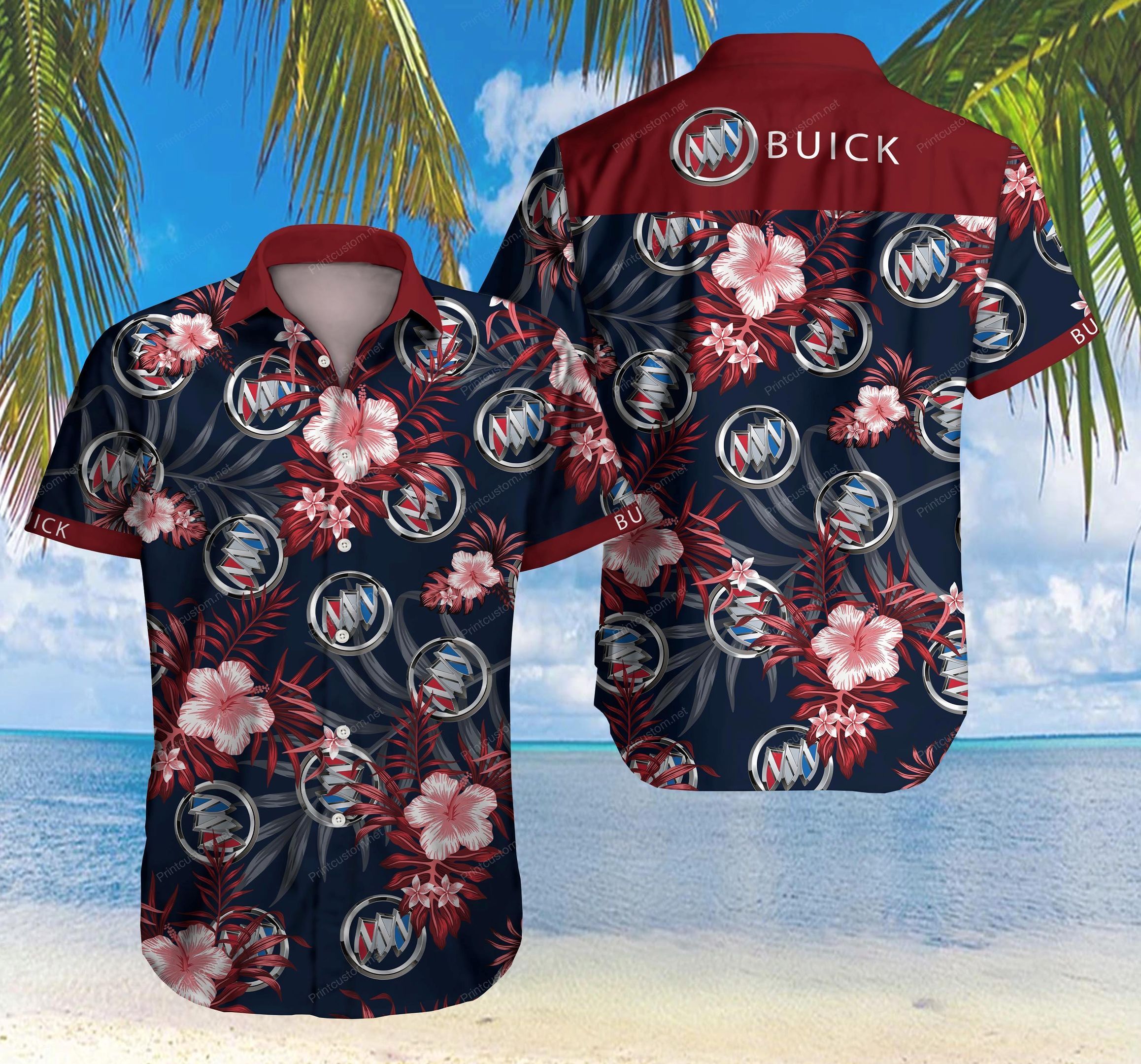 Tlmus Buick Hawaiian Shirt Summer Button Up For Men Beach Wear Short Sleeve Hawaiian Ha23952