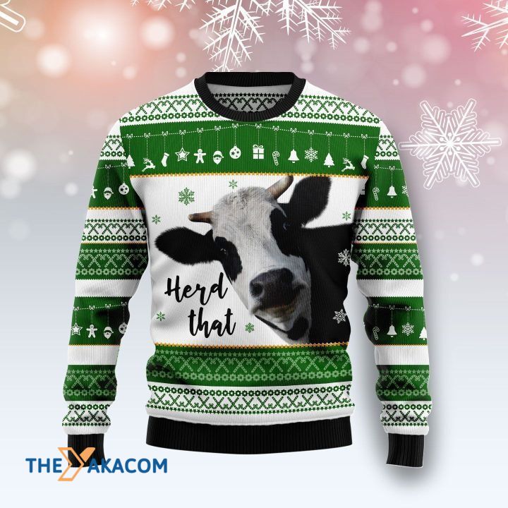 Black And White Cow Herd That Gift For Christmas Ugly Christmas Sweater