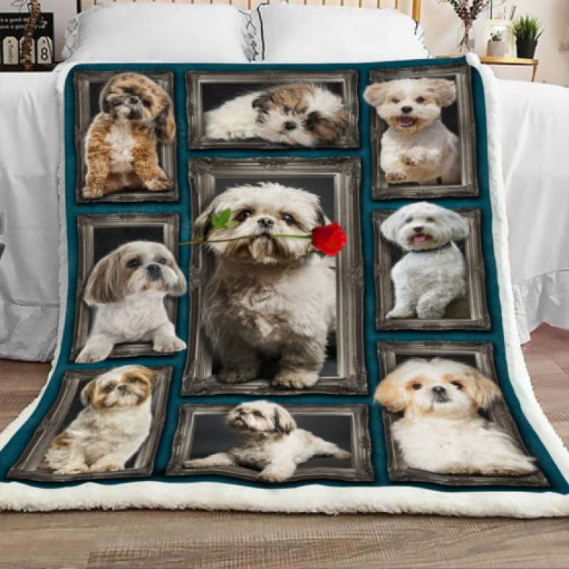 Shih Tzu Dog Sherpa Blanket JR0902 81O60