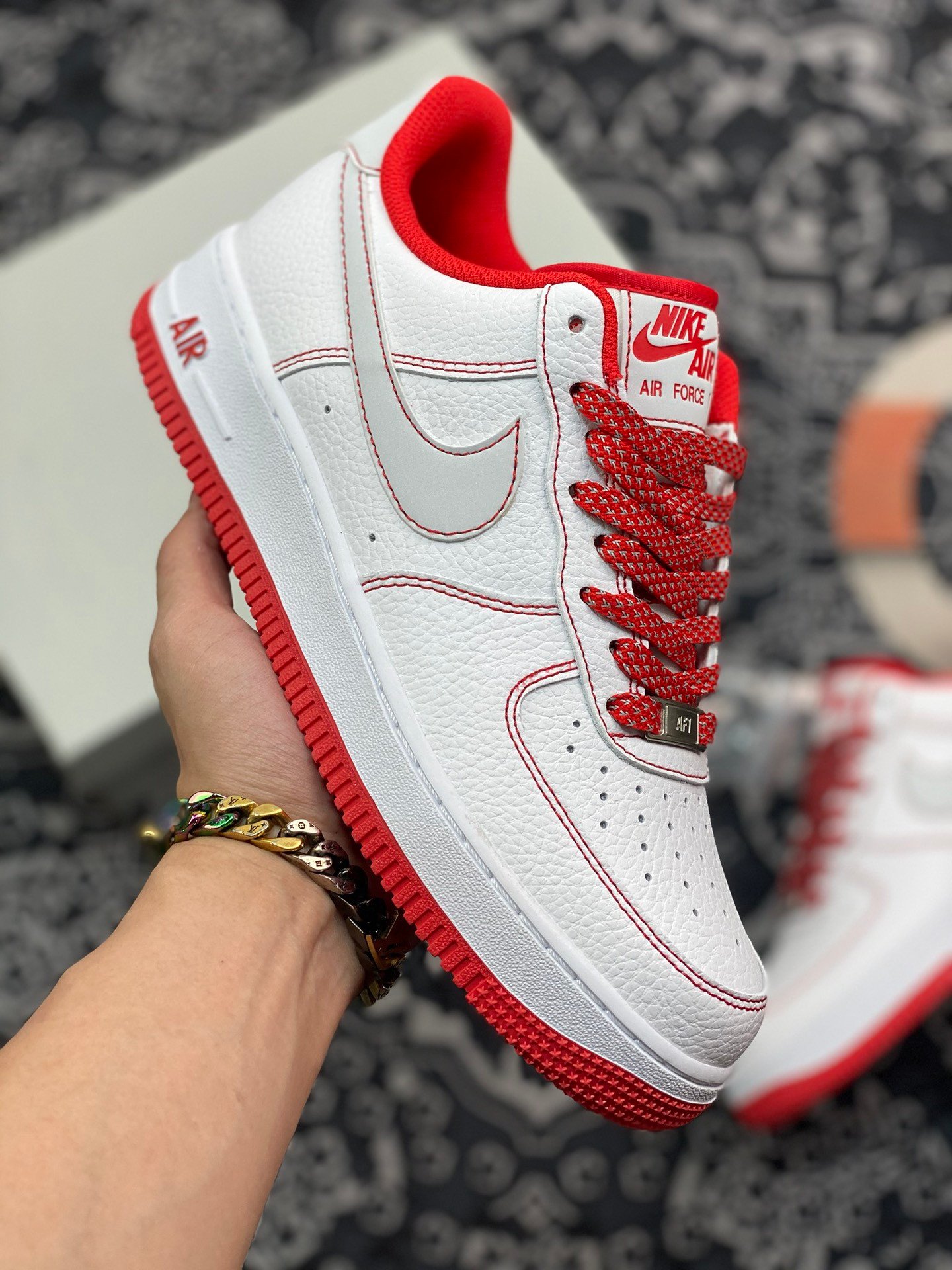 Nike Air Force 1 White University Red Stitch 5339968