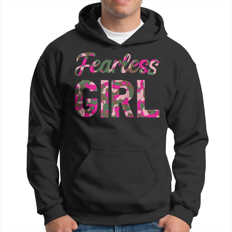 Fearless Girl Pink Camo Camouflage Lover Men Hoodie Graphic Print Hooded Sweatshirt