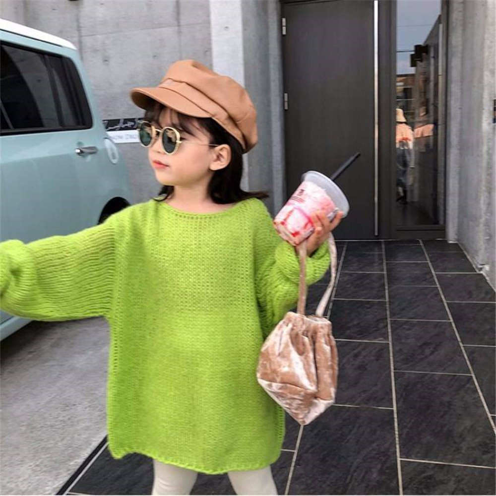 Spring Autumn girls sweater baby knitwear kids long sweater children knitted clothes fashion oversize 2 to 9 yrs alx