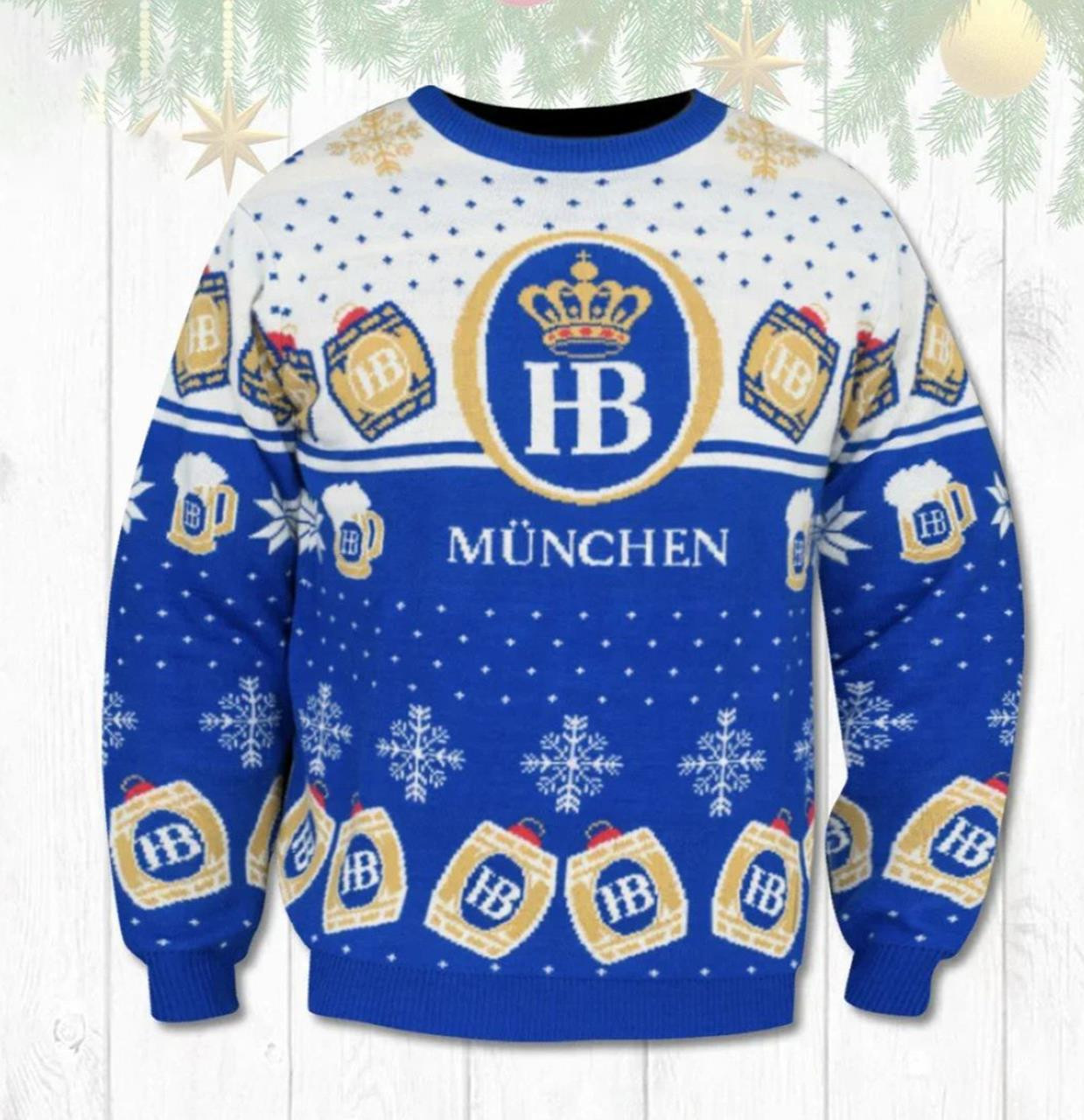 Hofbrau Munchen Beer Ugly Christmas Sweater For Women Men Couple Family Funny Cute T-Shirt