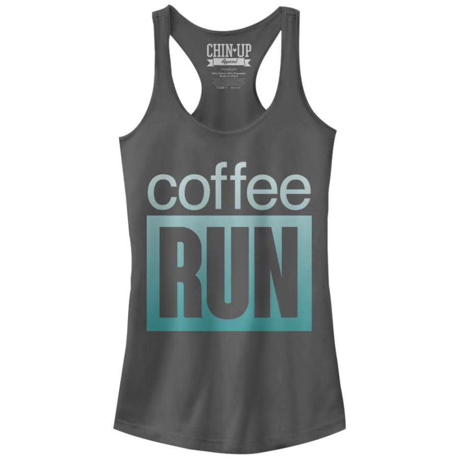 CHIN UP Junior’s On a Coffee Run  Racerback Tank Charcoal