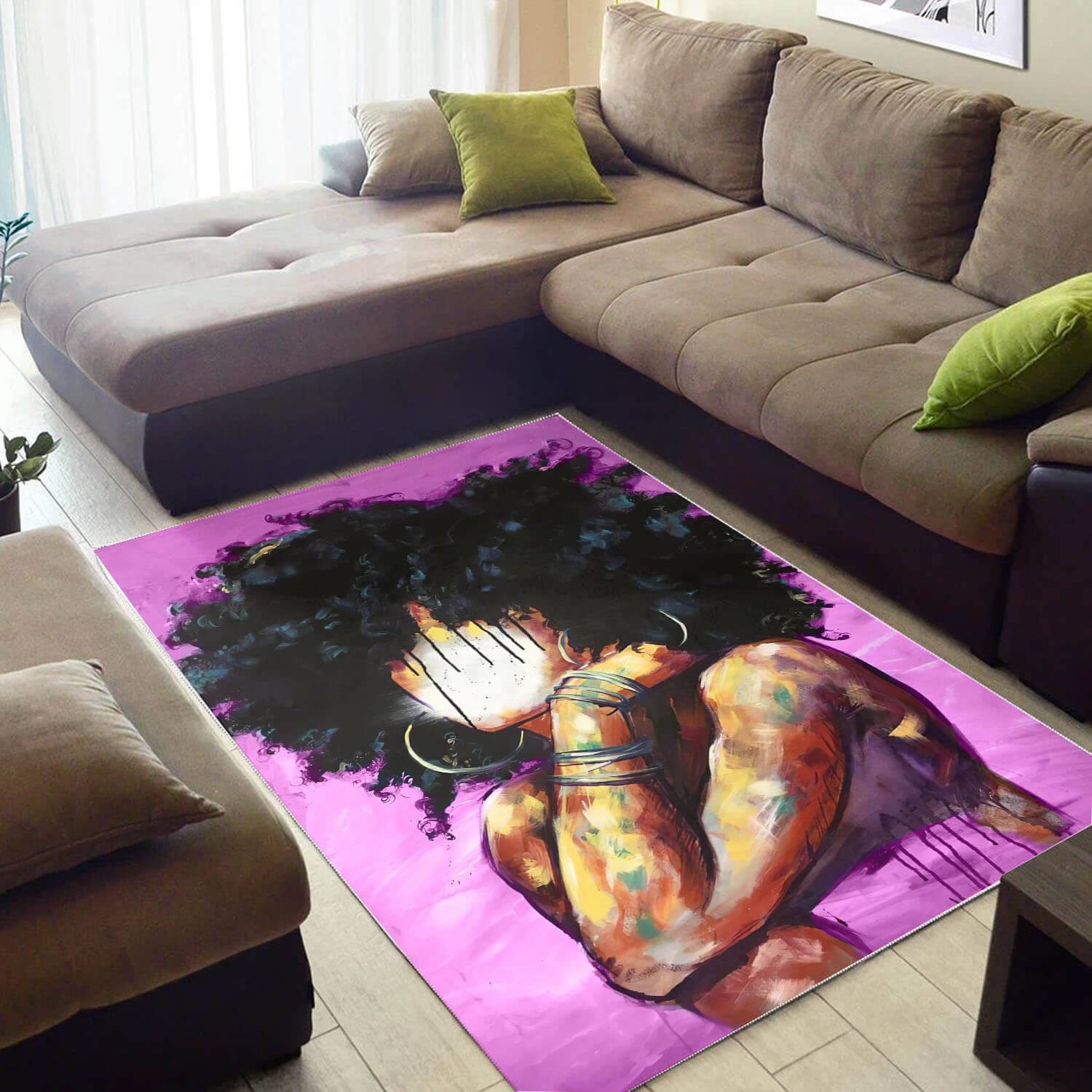 African Area Rug Pretty Melanin Afro Girl African Style Rug Afrocentric Home Decor WBG24122