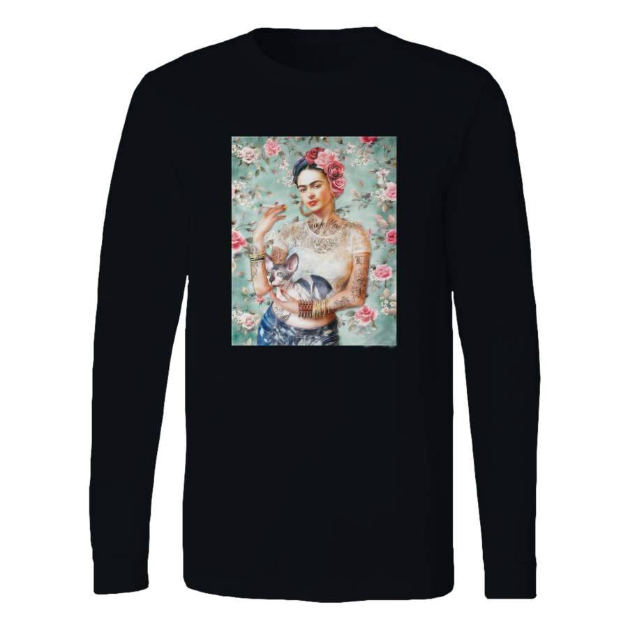 Bad Mexican Female Artist With Cat Long Sleeve T-Shirt