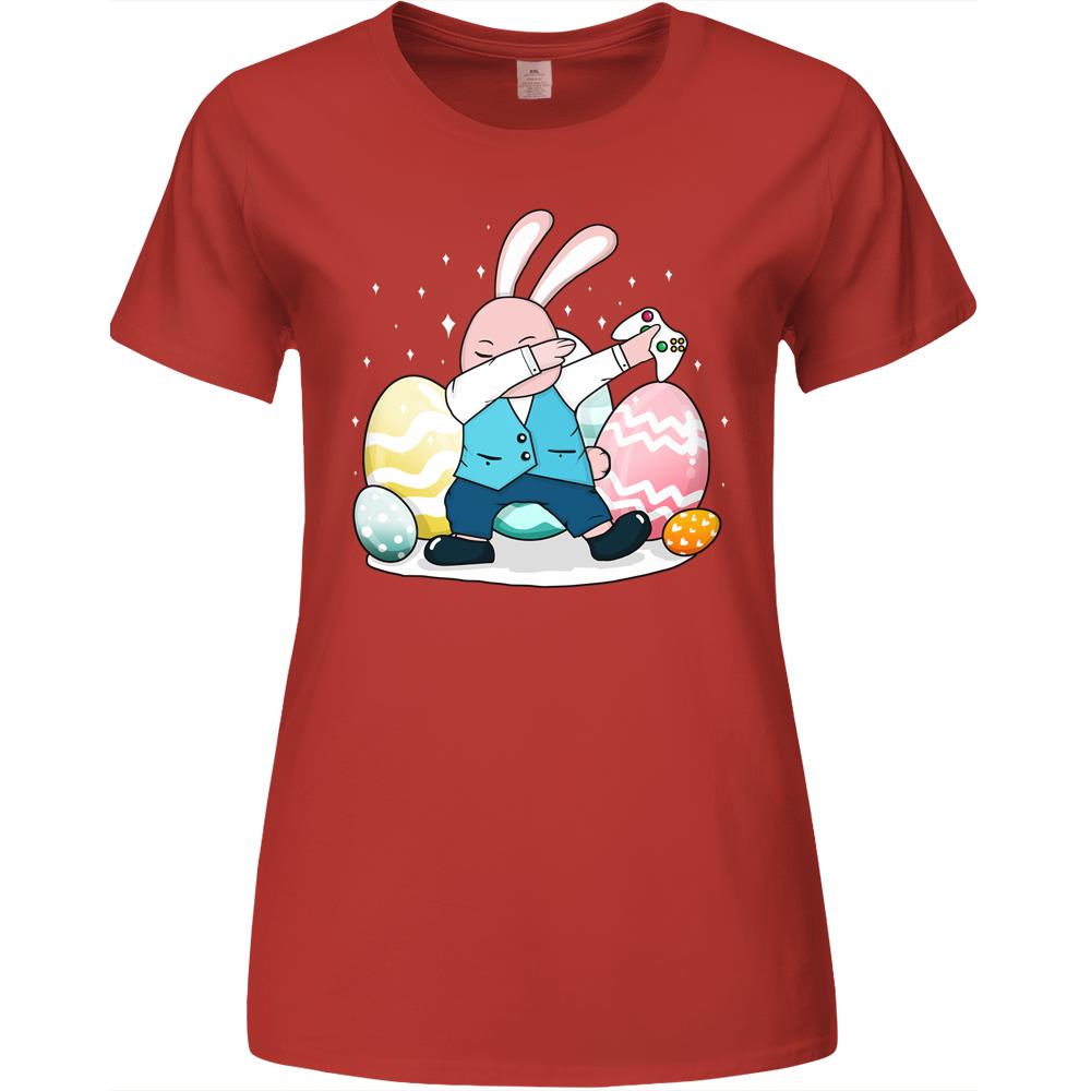 Dabbing Bunny Rabbit Video Gamer Happy Easter Day Premium Womens Tshirts