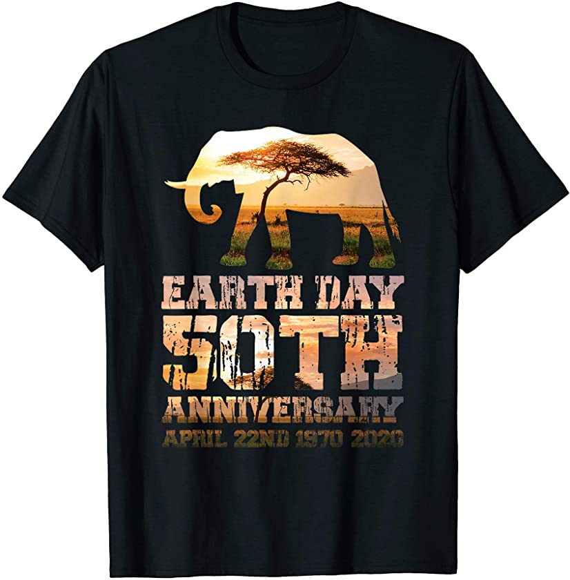 50th Anniversary Elephant Silhouette Great Earth Day Gift T-Shirt