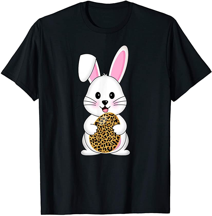 Cute Easter Egg Bunny Leopard Print Costume For Boys Girls T-Shirt