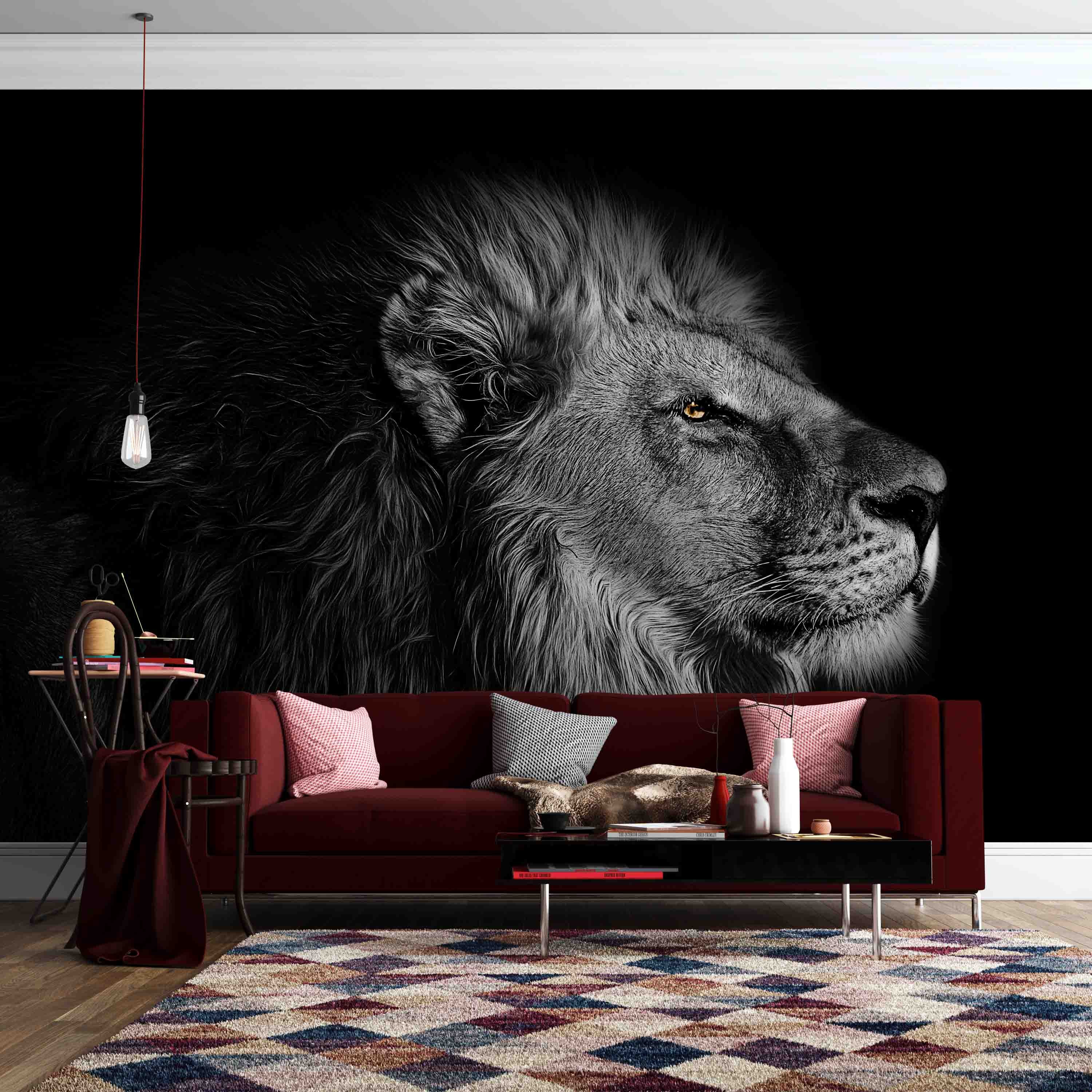 3D Retro Lion Pattern Wall Mural Wallpaper Gd 1776