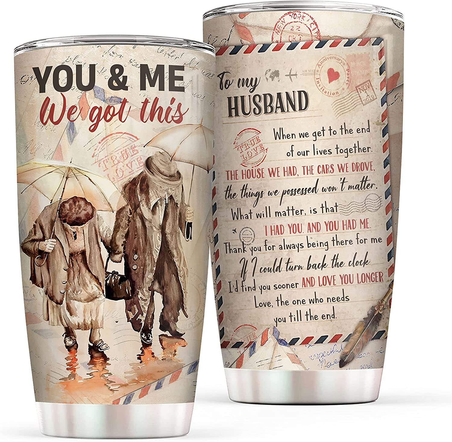 Husband Tumbler Gifts For Husband – You And Me 20Oz Insulated Stainless Steel Tumbler – Husband Birthday Gift Valentines Day Christmas Gifts For Husband For Anniversary – Romantic Gifts