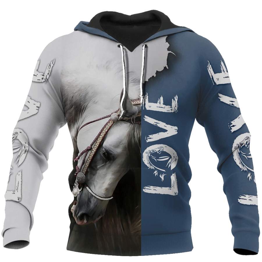 3D Beautiful White Horse Shirt – Winter Set for Men and Women JJ16115