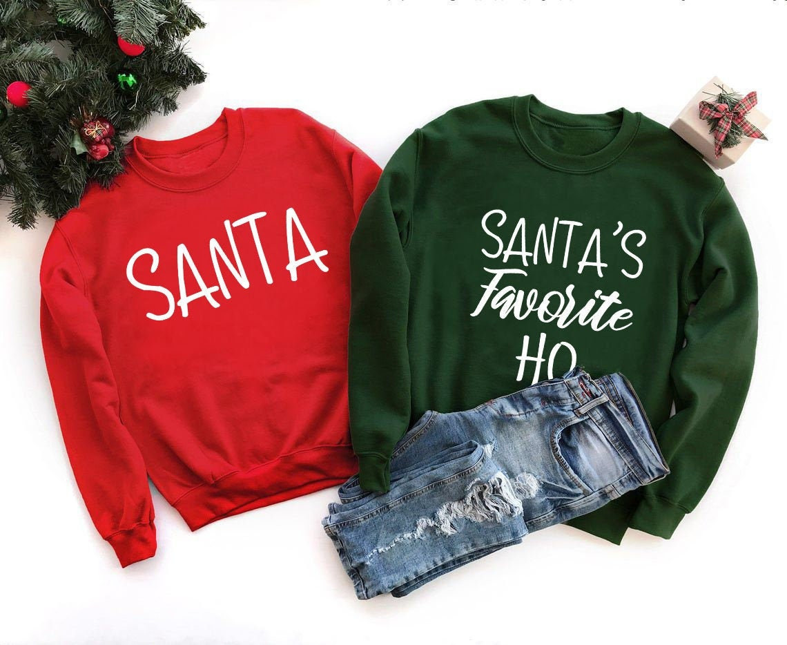 Couple Shirts Santa – Santa’S Favorite Ho Matching Couple, Valentine Gifts, Christmas Gift Graphic Unisex T Shirt, Sweatshirt, Hoodie Size S – 5Xl