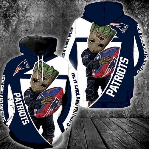 Groot Hugs New England Patriots 3D Hoodie Zip Sweatshirt Custom Full  Personalize Personalized Trending Gift