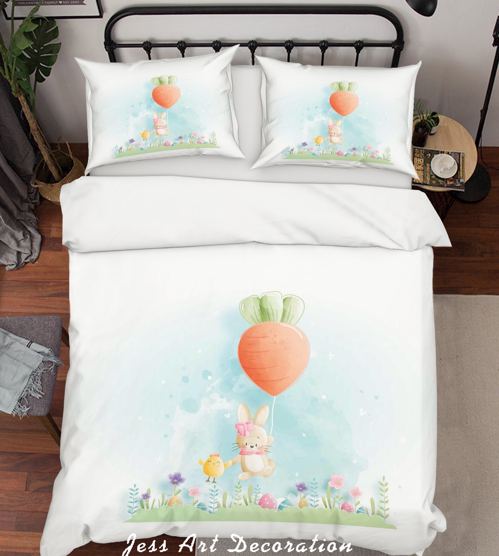 3D Rabbit Chick Carrot Floral Eggs Quilt Cover Set Bedding Set Duvet Cover Pillowcases Sf67