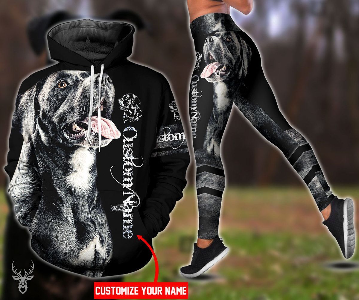 TJJ022010F98FD BLACK AMERICAN BULLDOG CUSTOM NAME HOODIE LEGGING PP