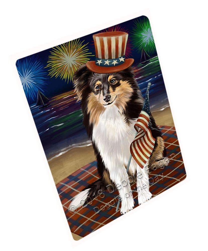 4Th Of July Independence Day Firework Shetland Sheepdog Blanket Blnkt56676 (37X57 Sherpa)